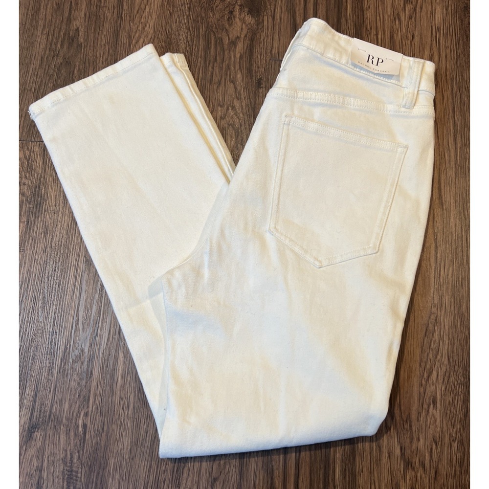 Rachel Parcell Women's Button Fly Straight Leg Jeans Size 30 Color White